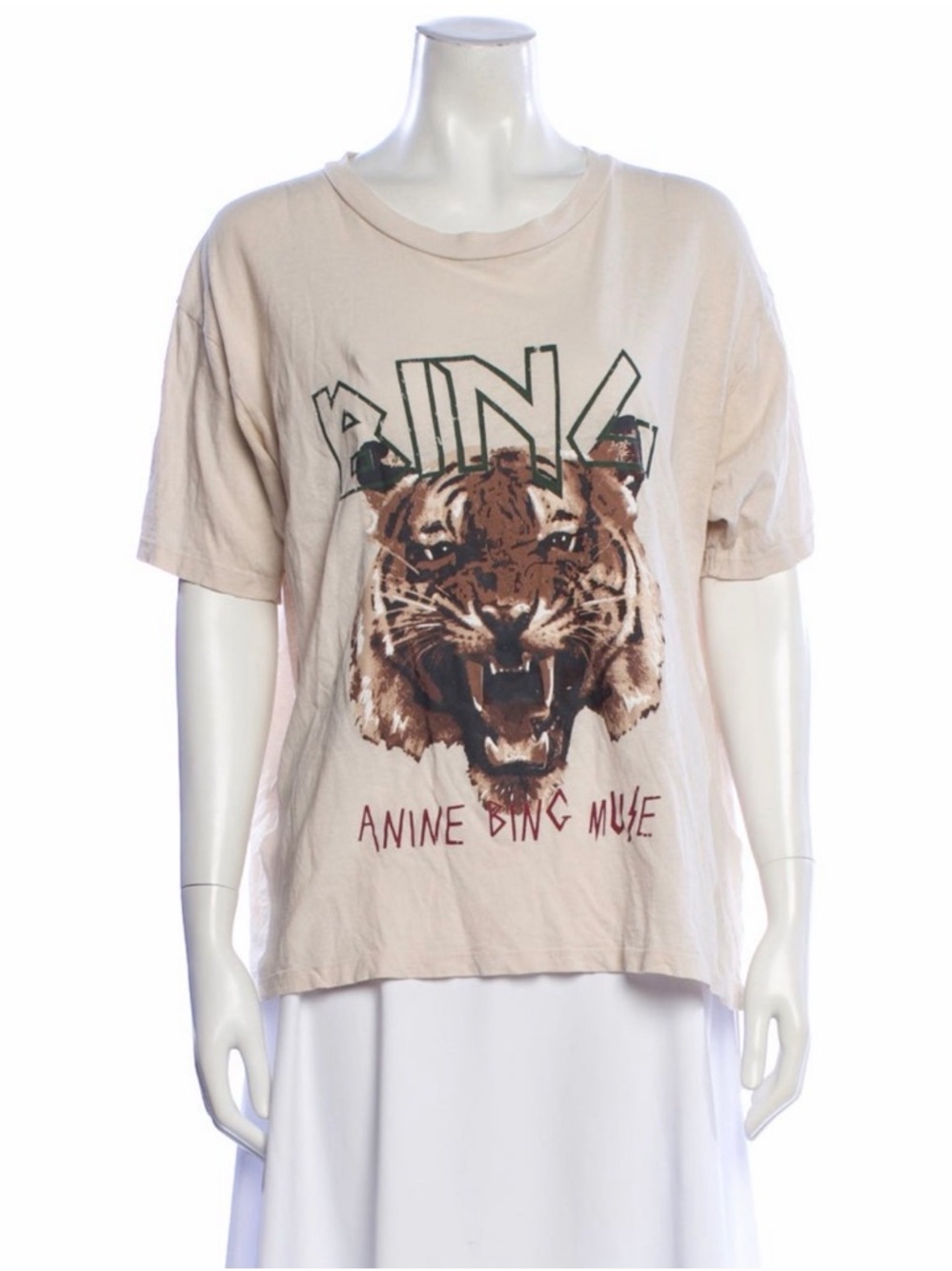 Anine Bing Beige Tiger Graphic Tee Relaxed fit, L, with Logo
